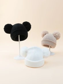 3pcs Baby Plush Ball Decor Hat - Multicolor - View 3