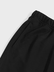 Manfinity Homme Hombres Pantalones deportivos con estampado de pájaro con bolsillos oblicuos - Negro - Ver 3
