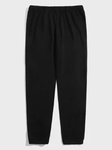 Manfinity Homme Hombres Pantalones deportivos con estampado de pájaro con bolsillos oblicuos - Negro - Ver 5