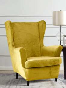 1pc Plain Stretchy Wing Chair Slipcover - Ginger - View 1
