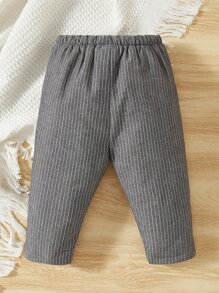 SHEIN Baby Knot Front Striped Trousers - Grey - View 5