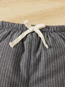 SHEIN Baby Knot Front Striped Trousers - Grey - View 6