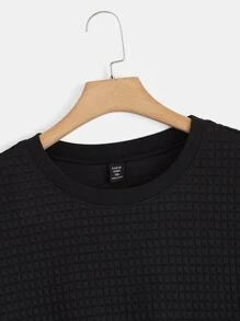 SHEIN Essnce Plus Solid Drop Shoulder Sweatshirt - Black - View 9