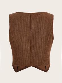 SHEIN EZwear Top tank corto con botón delantero sin camisa - Café integral - Ver 2