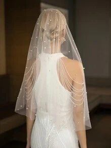 Trang trí ngọc trai giả cho cô dâu, trang phục mùa thu dành cho phụ nữ - trắng - Xem 6