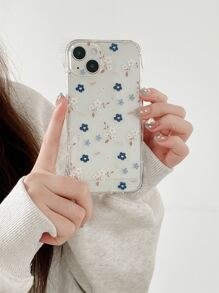 Flower Print Clear Phone Case - Multicolor - View 1