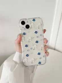 Flower Print Clear Phone Case - Multicolor - View 4