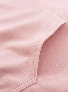 Manfinity Homme Men Slogan Graphic Kangaroo Pocket Drawstring Hoodie - Baby Pink - View 3