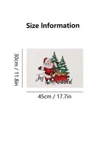 1pc Christmas Santa Claus & Tree Printed Fabric Placemat - Red - View 3