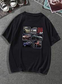 Manfinity Tops Nam Đồ họa Lá thư Đường phố - màu đen - Xem 1