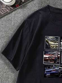 Manfinity Tops Nam Đồ họa Lá thư Đường phố - màu đen - Xem 3