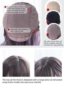 alicegarden 1 peluca larga y rizada de color múltiple resistente al calor sintético, con flequillo, de 25 pulgadas de largo, tejida a máquina de manera realista para uso diario, regalo de decoración navideña, carnaval - Multicolor - Ver 7