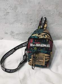 Mini Men Letter & Graphic Sling Bag Chest Bag Fanny Pack Crossbody Bag For Travel Work Sport Essentials Lightweight Anti Theft Going Out With Adjustable Strap Fabric Cartoon Print Camouflage Leisure Print Thanksgiving Gifts Side Bag Hip Bag Holiday Essentials Summer Back To School The Sporty Life Summer Bag Spring Break Bag Pack Belt Bag Waist Bag School Supplies Purse Side Bags Belts For Students Purse Essentials Graduation Small Bag Body Bag For Men Pouch Festival Phone Bag - Multicolor - View 1