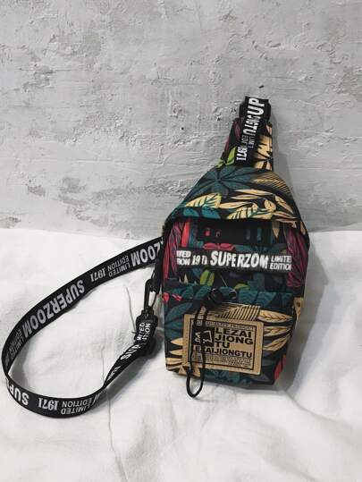 Mini Men Letter & Graphic Sling Bag Chest Bag Fanny Pack Crossbody Bag For Travel Work Sport Essentials Lightweight Anti Theft Going Out With Adjustable Strap Fabric Cartoon Print Camouflage Leisure Print Thanksgiving Gifts Side Bag Hip Bag Holiday Essentials Summer Back To School The Sporty Life Summer Bag Spring Break Bag Pack Belt Bag Waist Bag School Supplies Purse Side Bags Belts For Students Purse Essentials Graduation Small Bag Body Bag For Men Pouch Festival Phone Bag