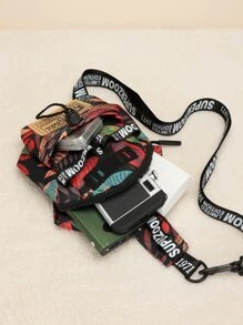 Mini Men Letter & Graphic Sling Bag Chest Bag Fanny Pack Crossbody Bag For Travel Work Sport Essentials Lightweight Anti Theft Going Out With Adjustable Strap Fabric Cartoon Print Camouflage Leisure Print Thanksgiving Gifts Side Bag Hip Bag Holiday Essentials Summer Back To School The Sporty Life Summer Bag Spring Break Bag Pack Belt Bag Waist Bag School Supplies Purse Side Bags Belts For Students Purse Essentials Graduation Small Bag Body Bag For Men Pouch Festival Phone Bag - Multicolor - View 5