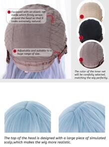 1 片装合成耐热长自然波浪多色假发，带刘海，26 英寸长，全机织日常自然逼真假发圣诞装饰礼物闪光嘉年华闪光 - 彩色 - 查看 8