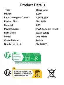 1pc 10/20 LED Beige String Lights, Ball Shaped Indoor Decoration Lights, Wall/Desk Atmosphere Lights