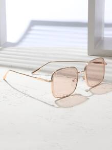 Women's Fashion Oversized Solid Color Eyeglasses - Champagne - View 2