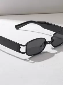 Fashionable Square Metal Small Frame Y2K Casual Street Style Fashion Glasses Beach Accessories For Women Glasses Shades Basics Fall Winter Women Outfits Clothes Business Casual Gifts For Summer Beach Vacation,Outdoor,Travel - Black - View 3