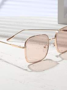 Women's Fashion Oversized Solid Color Eyeglasses - Champagne - View 3