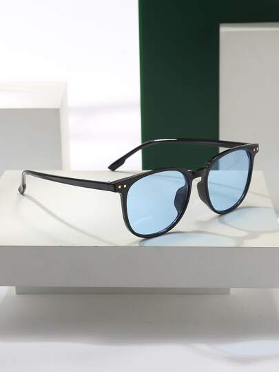 1pc Oval Shaped Korean Style Versatile Vintage Decor Sunglasses, Simple & Elegant For Students Shade Going Out Outfit Outdoor Beach Seaside Vacation And Gift For Family And Friends