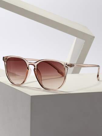 1 st. moderiktiga retro asymmetriska modeglasögon för sommarstrandsemester, utomhus, resor solglasögon avslappnad stil överdimensionerade runda bågar för festkläder, tillbaka till skolan