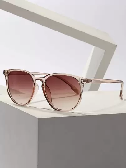 1副时尚复古不对称眼镜，适合夏季海滩度假、户外旅行，休闲风格，超大圆形镜框，适合外出穿搭和返校季。