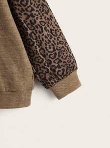 SHEIN Unity Plus Leopard Print Drop Shoulder Sweatshirt Winter Fall Autumn - Coffee Brown - View 3