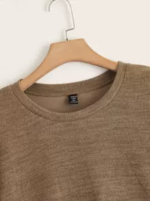 SHEIN Unity Plus Leopard Print Drop Shoulder Sweatshirt Winter Fall Autumn - Coffee Brown - View 4