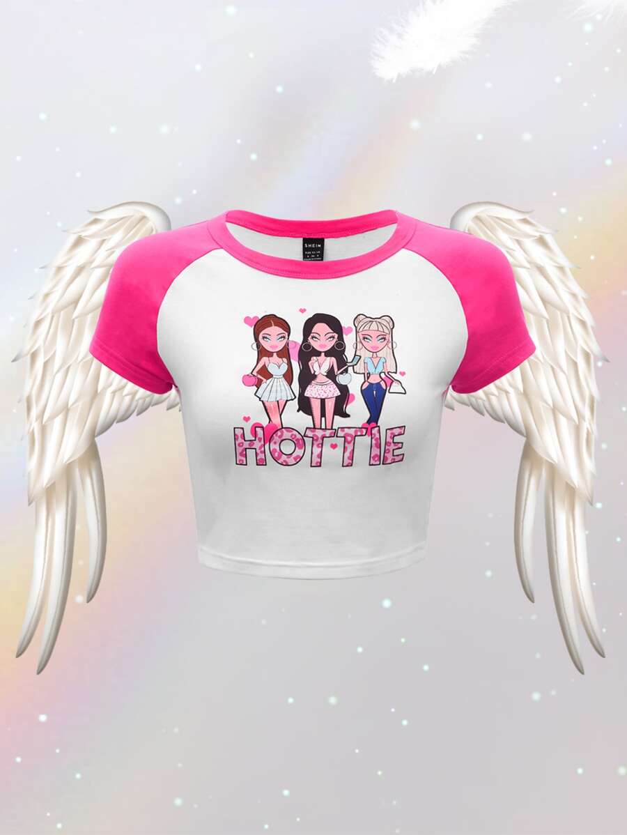SHEIN ICON Top Cây trồng 90s Tay Raglan Đồ họa chữ và hình - Nhiều màu - Xem 1