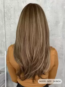 7JHH WIGS Peluca sintética largo recto con tupe - Dark Brown - Ver 2