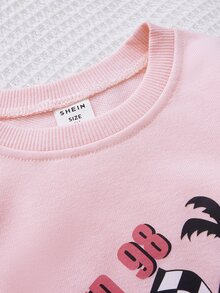 小女童汽車和字母圖案運動衫