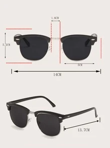 1 Pair Unisex Retro Half-Frame Fashion Glasses, European And American Style Beach Accessories Glasses Shades For Summer Beach Vacation,Outdoor,Travel - Black - View 4