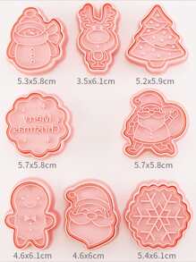 8 件圣诞饼干模具，适用于 DIY 手工圣诞节圣诞装饰圣诞睡衣圣诞礼物圣诞装饰 - 粉色 - 查看 3
