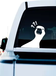 Cartoon Duck Print Car Sticker - White - View 1