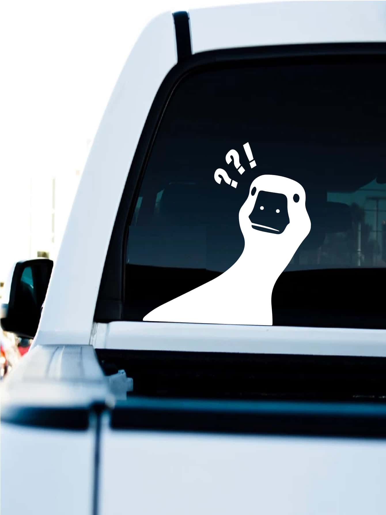 Cartoon Duck Print Car Sticker - White - View 1