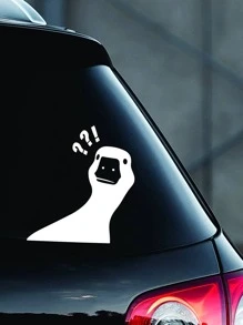 Cartoon Duck Print Car Sticker - White - View 2