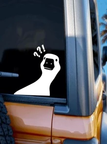 Cartoon Duck Print Car Sticker - White - View 4