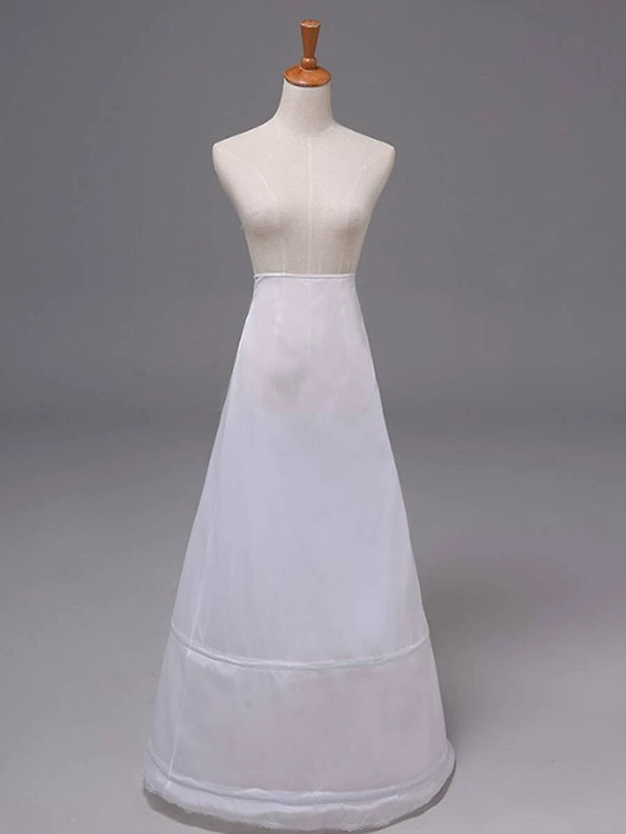 1 pieza Enagua de línea A con dos aros de acero para mujer, falda interior para vestido de novia y boda - Blanco - Ver 1