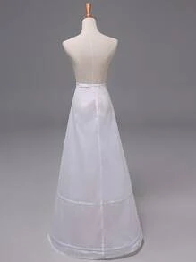 1 pieza Enagua de línea A con dos aros de acero para mujer, falda interior para vestido de novia y boda - Blanco - Ver 2