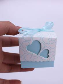 10 cái Hộp Quà Hình Trái Tim - Xanh và trắng - Xem 2