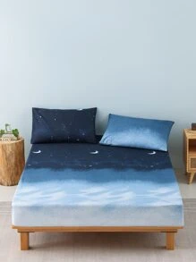 Galaxy Print Fitted Sheet Set Without Filler - Multicolor - View 1