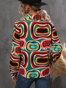 SHEIN LUNE Camisa con estampado con botón - Multicolor - Ver 2