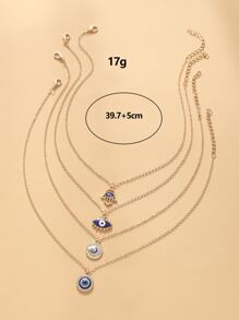 4入組簡約風格邪惡之眼吊墜項鍊適合女士 - 彩色 - 查看 5