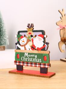 1pc Christmas Car & Snowman Pattern Decoration Craft - Multicolor - View 2