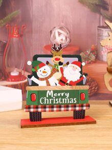 1pc Christmas Car & Snowman Pattern Decoration Craft - Multicolor - View 4