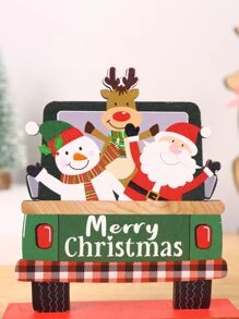 1pc Christmas Car & Snowman Pattern Decoration Craft - Multicolor - View 5