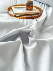 Funda de edredón sin relleno liso con diseño de fruncido - Gris - Ver 5