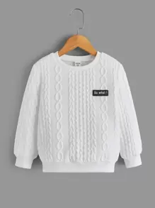 SHEIN Áo nỉ bé trai Đắp vá Lá thư Giải trí - trắng - Xem 1