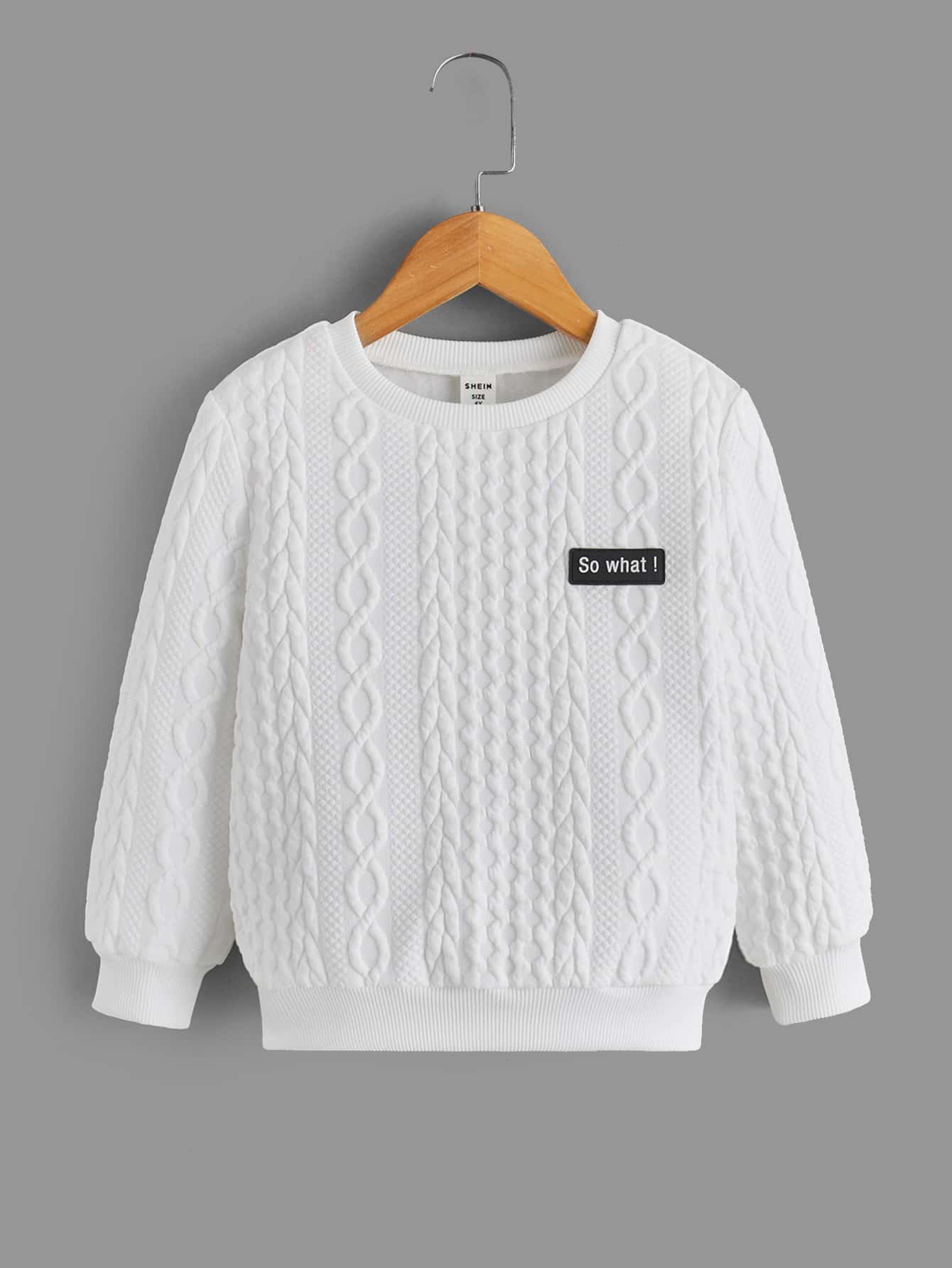 SHEIN Áo nỉ bé trai Đắp vá Lá thư Giải trí - trắng - Xem 1